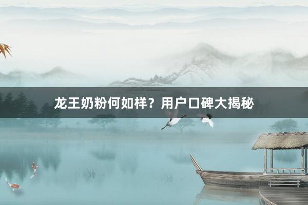 龙王奶粉何如样？用户口碑大揭秘