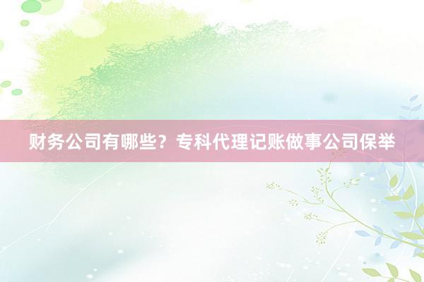 财务公司有哪些？专科代理记账做事公司保举